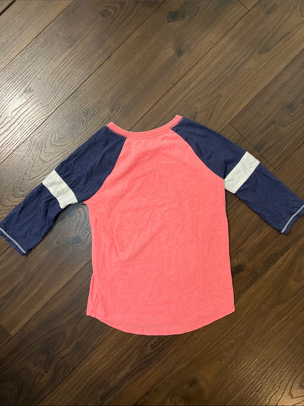 Cat & Jack Coral and Navy Raglan Tee with Positive Prints - Picture 5 of 6